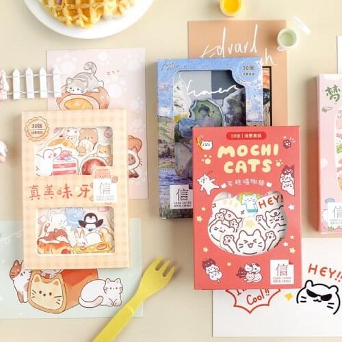 30 Sheets/Set Watercolor Dream Town Postcard DIY Cartoon Greeting Cards Message Card DIY Journal Decoration