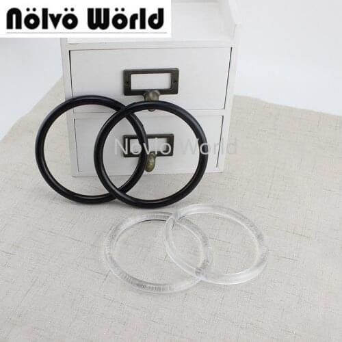 4-10 pieces,transparent black 9cm 10cm circular resin handle,women acrylic summer beach purse knit bags round handle