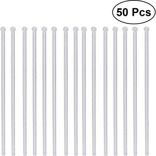 50pcs Transparent Cocktail Drink Bar Muddler Round Head Stirring Mixing Sticks Ladle Stirrer Swizzle Stick For Milk Tea Coffee