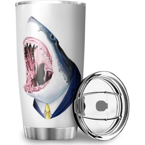 Stainless Steel Thermos Cartoon Marine Animals Printed Water Cup Durable Wall Bottle Reusable Travel Sport Mug Coffee Cup 20oz