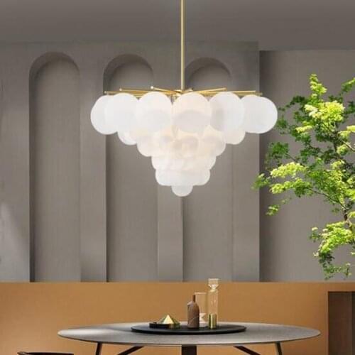 White Warm Ameican Acrylic Creative LED Chandelier Simple Round Lamp light For Home Living Room dining Room Lighting Fixture