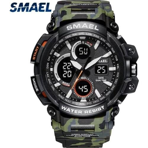 SMAEL Electronic Digital Display Sports Mens Watch Automatic Date Update Stopwatch Timer 50m Water Resistance