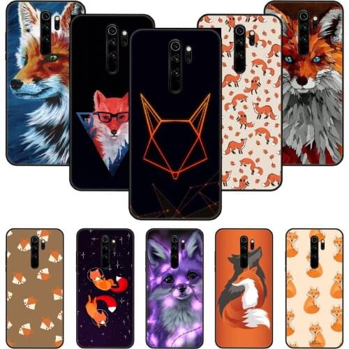 Phone Case For Xiaomi Redmi Note 8 8T 7 7A 9 9S 8A 4 5 Pro Black Cover Waterproof Silicone Back Soft Hoesjes Cute Animal Fox