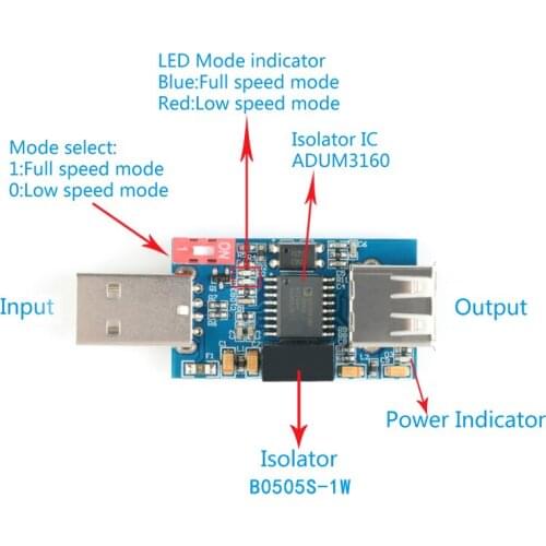 DC 5V ADUM3160 B0505S 1W 1500V USB to USB Voltage Isolator Module 12Mbps 1.5Mbps Power Supply Compatible with USB2.0