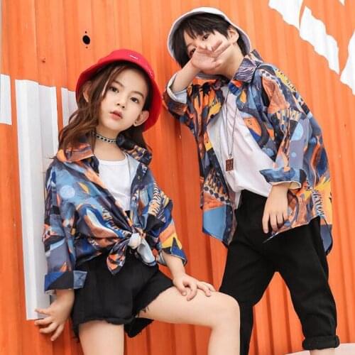 Kids Hip Hop Dance Clothing for Girls Ballroom Boys Jazz Dance Costumes Set Sweatshirt Jogger Shorts Pants Dancing Clothes