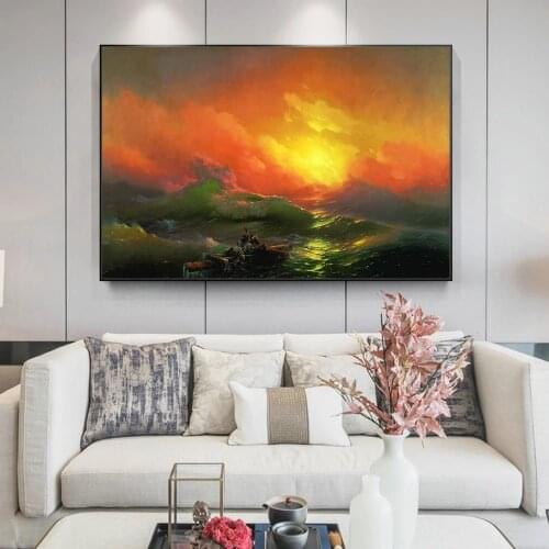 The Ninth Wave By Aivazovsky Ivan Famous CanvasPaintings Posters and Prints Wall Art Pictures Seascape Canvas Picture Home Decor