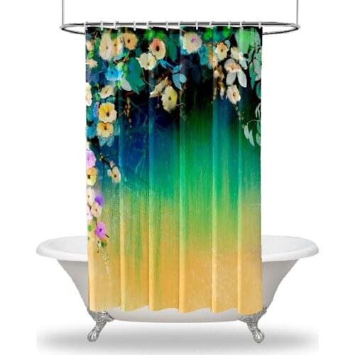 Artwork Printed Showers Curtain / Waterproof Button Hole Shower Drapes for Your Bathtub, bathroom Ivy Flowers Arch Tree Spring Na