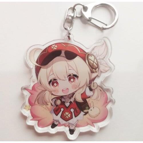 Action Game Genshin Impact Keychain Toys For Children Mona Hutao Keqing Qiqi Venti Sucrose Cartoon Acrylic Pendant Key Ring Gift