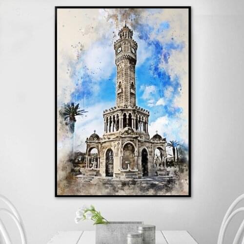 DIY Watercolo Europe City Diamond Painting Rhinestone Cross Stitch Full Square Round Drill Retro Landmark Tower Embroidery Decor