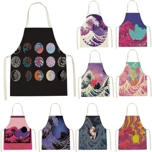 Apron Kids Apron Kitchen Household Item Ocean Print Apron Adult Hair Apron 55-68cm Apron Custom Logo Kitchen Supplie Tablier