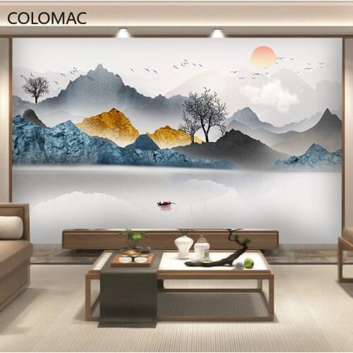 Colomac Custom 3d New Chinese Landscape Abstract Living Room Background Wallpaper Elk Wall Decoration Mural Decor Drop Shopping