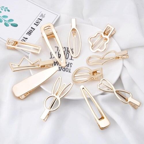 Geometric Hollow Stars Heart Knot Barrettes Clips for Women Hair Side Bobby Pins Ponytail Hairpins Girls Metal Hairclips