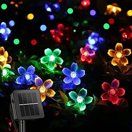 Solar String 50LED Flower Fairy Lights 7/5m Waterproof Outdoor Solar String Light Decorated for Garden Christmas Wedding Holiday
