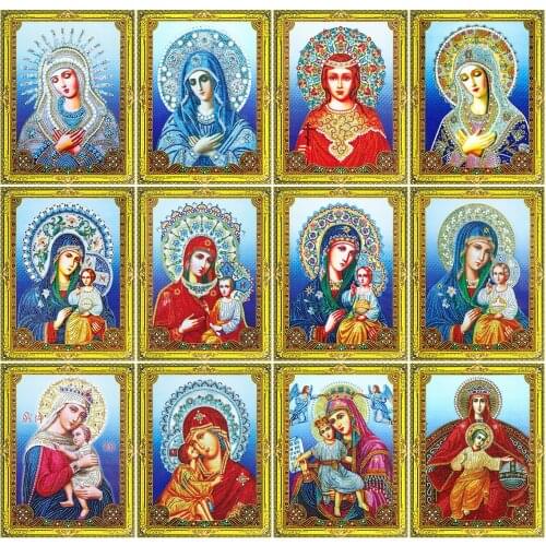 HUACAN 5D Diamond Painting Virgin Mary Special Shape Mosaic Rhinestone Crystal Embroidery Religion Home Decor 40x50cm