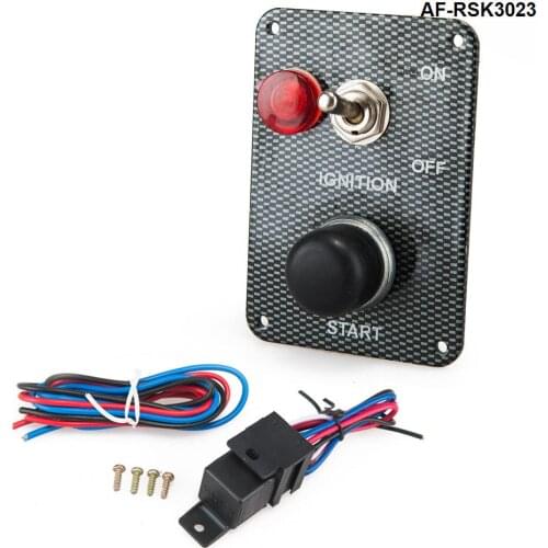 Racing Car Engine Start Button with 1 Toggle Switch Ignition Switch Panel Drift 12v Carbon Fiber AF-RSK3023