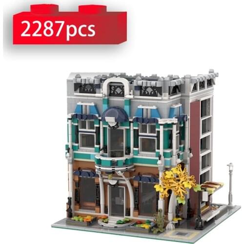 City Street View Libra Café Architecture Building Blocks Bookshop Alternate Model Modular Bricks DIY Toys 10270 House Kids Gifts