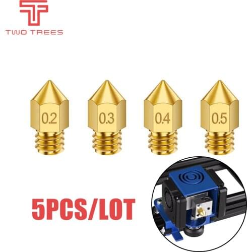 MK7 MK8 Nozzle 0.4mm 0.3mm 0.2mm 0.5mm Copper 3D Printers Parts Extruder Threaded 1.75mm Filament Head For Makerbot Part
