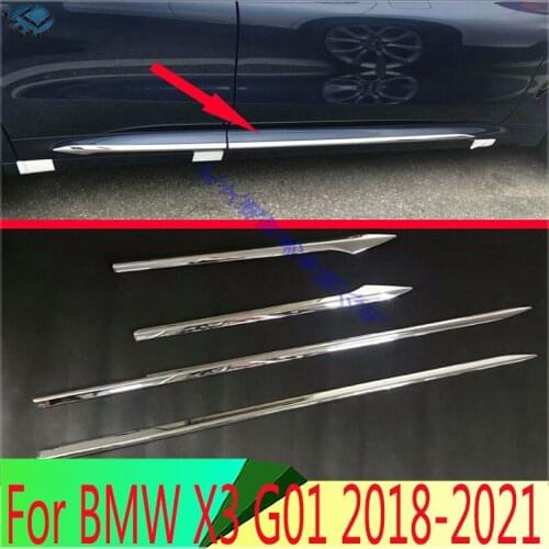 For BMW X3 G01 2018 2019 ABS Chrome Side Door Line Garnish Body Trim Accent Molding Cover Bezel Styling Protector