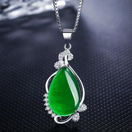 Natural Emerald/ruby Pendant Neckalce Round S925 Sterling Silver Necklace for Women Collares Mujer Joyas Stone Jewelry Naszyjnik