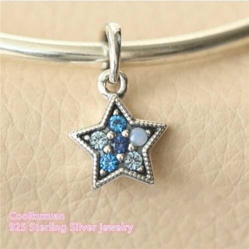 Winter Authentic 925 Sterling Silver Bright Star Pendant Multi-Colored Crystals Beads Fit Pandora Charms Bracelet Jewelry