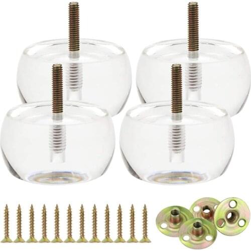 4Pcs Furniture Legs Oblate Transparent Acrylic Sofa Feet, For Replacement Stool Cabinet Bedside Table Furniture Accessories