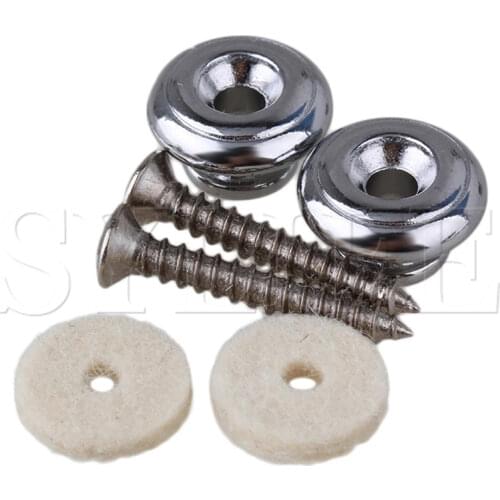 Pair Chrome Mushrooms head Guitar Strap Buttons Strap pin