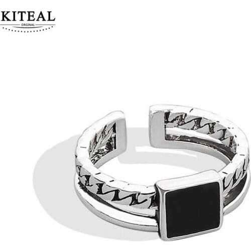 KITEAL floating charms silver color size Resizeable Maiden female ring Double chain, opening opal jewelry display