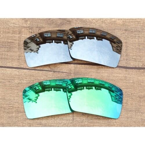 Vonxyz 2 Pairs Chrome Mirror & Jade Mirror Polarized Replacement Lenses for-Oakley Eyepatch 2 Frame