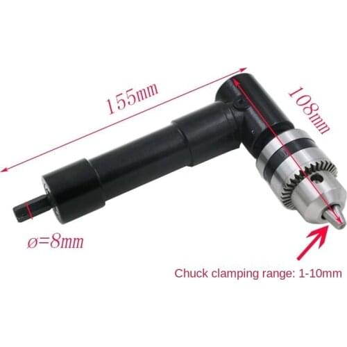 Right Angle Drill 90 Degree Conversion Angle Drill Bit Keyless Clamping 3/6 Hexagon Handle Black Metal Drill Bits Hand Tools AL