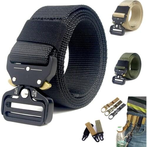 Army Nylon Tactical Belt Military Metal Buckle Ceinture Police Heavy Duty Training Belt Hunting Mens Long Waist Belt Canvas