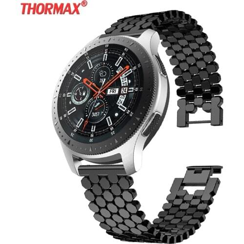 22mm Band for Samsung Gear S3 Watch Stainless Steel Strap Bracelet Hollow Metal Belt 46mm Galaxy Watch Quick Release Pins belt