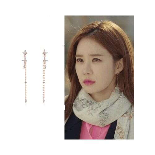 Beauty YOO IN NA Line Ear Korean Drama Star Same TV Earrings For Women Girls Pendientes