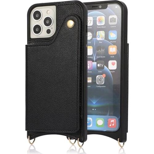 Luxury Leather Lanyard Mirror Phone Case For iPhone 12 Pro Max 11 X XR XS MAX Back Cover