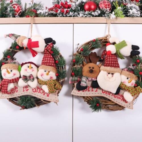 Christmas ornament wreath doll rattan ring Christmas tree pendant Home decoration, Christmas hanging decorations