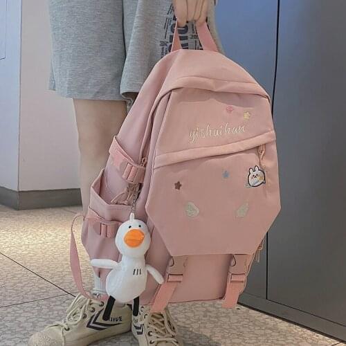 Fashion Womens School Backpacks for Cute Girls Schoolbag Preppy Style Nylon Bookbag Casual Lady Large Capacity Rucksack Mochila