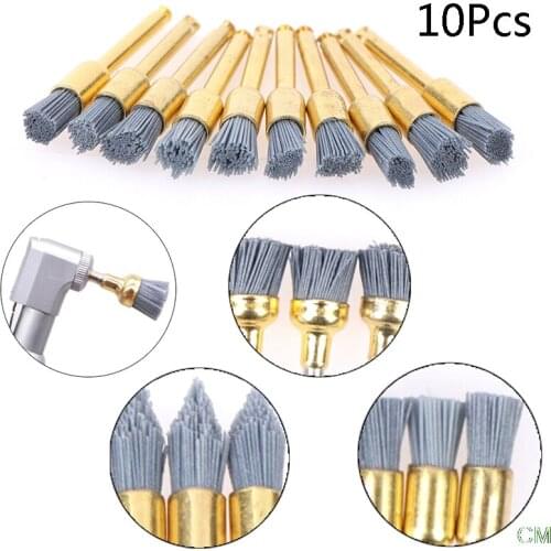 10Pcs Dental Polishing Brush Silicon carbide Material Latch Flat Bowl Teeth Polisher Prophy Brushes for Contra Angle Handpiece