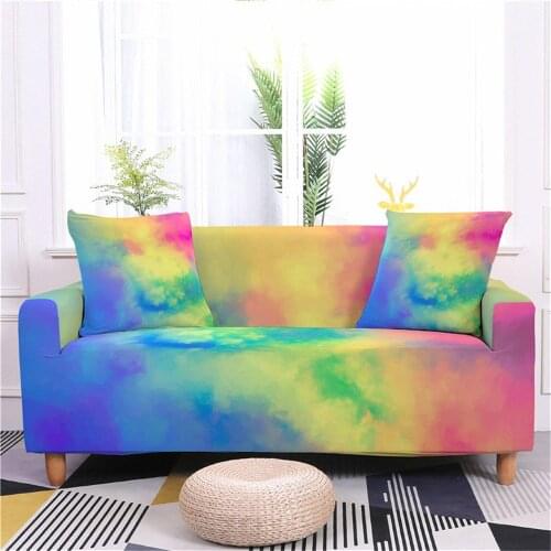 Stretch Sofa Covers For Living Room Rainbow Furniture Protector Anti-slip Couch Cover 1/2/3/4-seater Armchair Cover