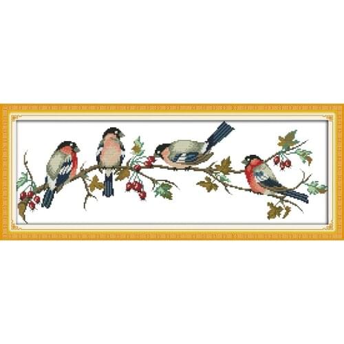 Everlasting Love Bullfinches Chinese Cross Stitch Kits Ecological Cotton Stamped 14 11CT DIY Gift New Year Decorations For Home