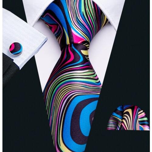 High Quality Brand Ties Design Necktie Handkerchief Cufflinks Set Print New Arrival Fashion for Wedding Party Silk for Men Wool