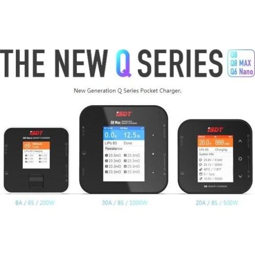 ISDT Q8 MAX lite Q6 NANO BattGo 500W 20A High Power Battery Balance Charger Discharger for 1-8S Lipo Battery for RC FPV Drone