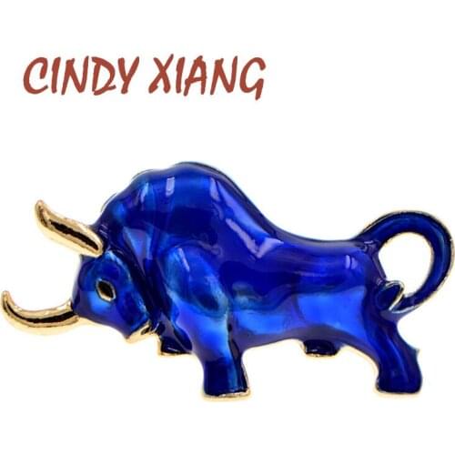 CINDY XIANG Enamel Bull Brooches For Women Animal Zodiac Pin Cattle Cow Pin 4 Colors Available Fashion Jewelry Coat Accessories