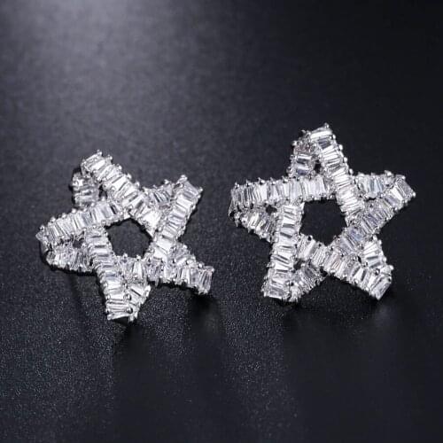 11.11 New korean design star stud earrings for girls with cubic zircon fashion wedding party jewelery accessories bijoux gift