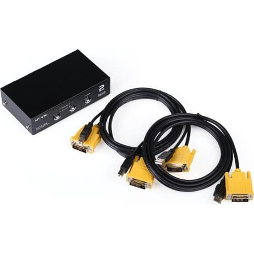 2 Port DVI Auto USB 2.0 KVM Smart Switch Keyboard Mouse Switcher full HD 1080P DVR, Metal, include cables