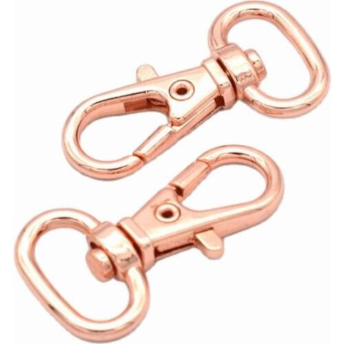 20pcs Rose gold Swivel Clasp Oval Ring Lobster Clasp Claw Push Gate Trigger Clasps Swivel Snap Hooks for keychains handbag 13mm