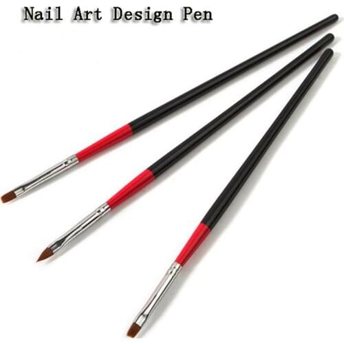 High Quality 3PCS/Set Nail Art Brush Beauty Black+Red Handle Nail Art Design Pen Painting Dotting Pen Nail Tools Set