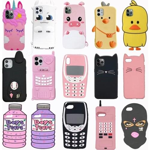 3D Cartoon Cat Pig ice Cream Fashionable Soft Silicone Phone Cover Case For iPhone 11 12 Pro X XR XS Max SE 2020 6 6s 7 8 Plus