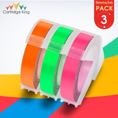 3PK Fluorescent Color for DYMO 3D Label Tapes 9mm for Motex E101 E202 E303 Dymo 1610 1540 1880 Label Printer PVC Label Maker