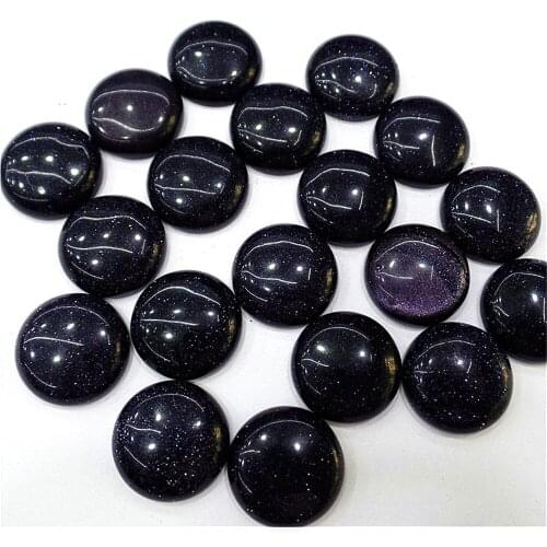 50Pcs 20x5mm Wholesale Blue Sand Stone Round Cab Cabochon DIY Jewelry Making Accessories M169