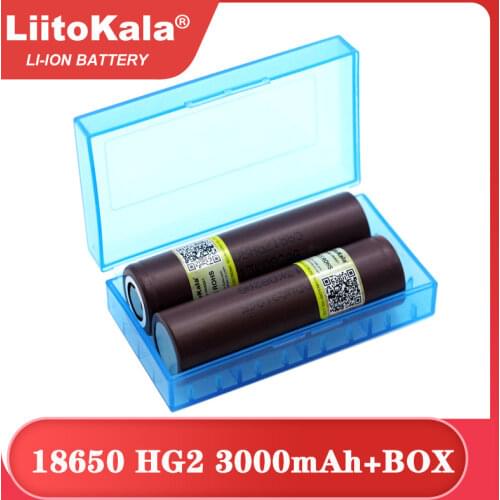 Liitokala New Original HG2 18650 3000mAh battery 18650HG2 3.6V discharge 20A, dedicated Power battery + Storage box