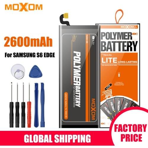 MOXOM For Samsung GalaxyS6 Edge Battery EB-BG925ABE Mobile Phone Battery 2600mAh For G9250 G925FQ G925F G925S S6Edge G925V G925A